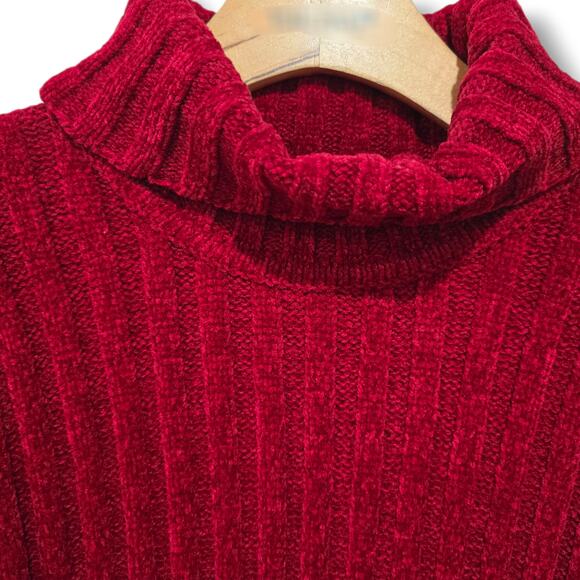 Style & Co Women’s Burgundy Ribbed Turtleneck Sweater Cozy Knit Pullover Size L - Picture 3 of 7